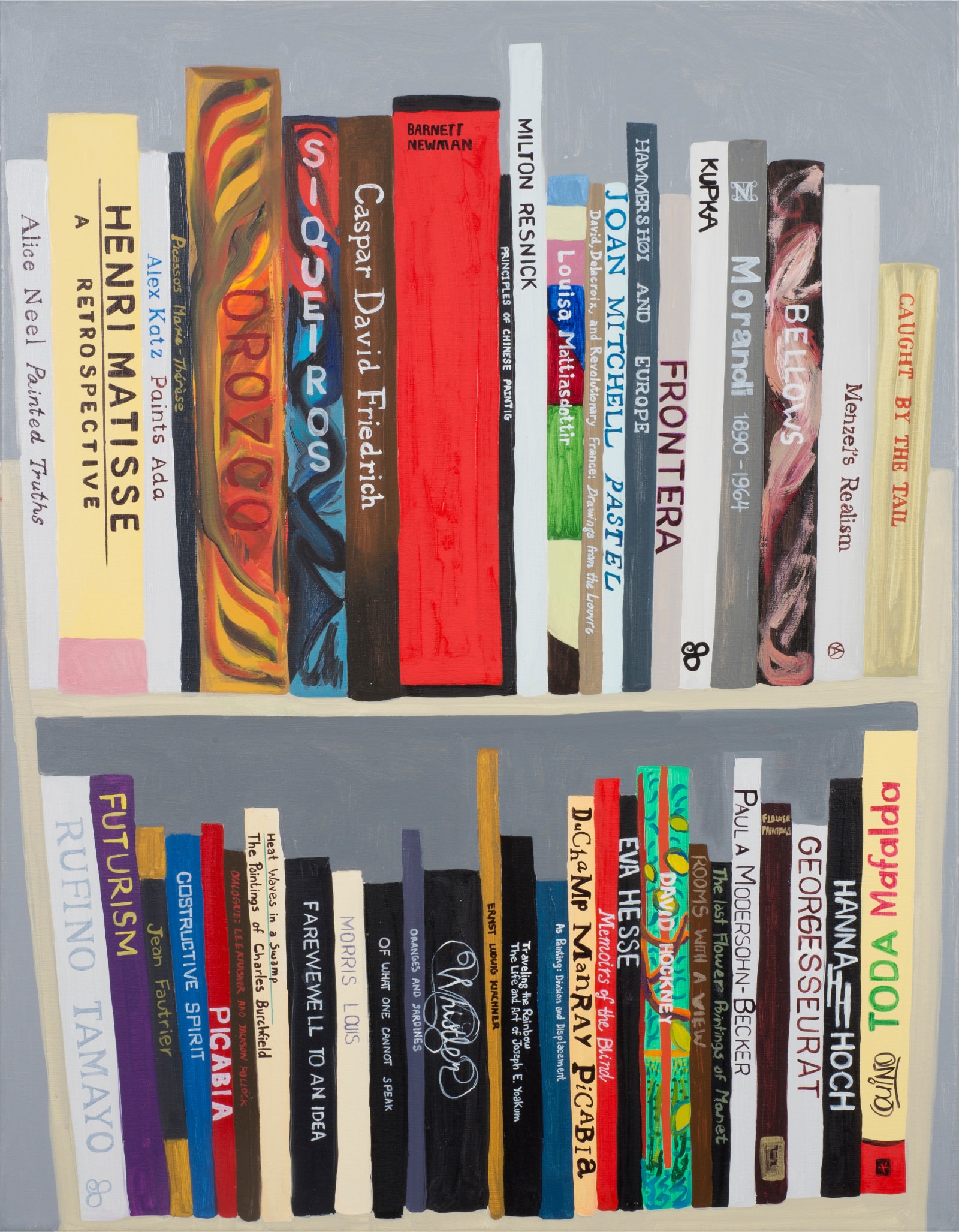 Nisenbaum’s “Reading List” featuring two selves of books on art and art history